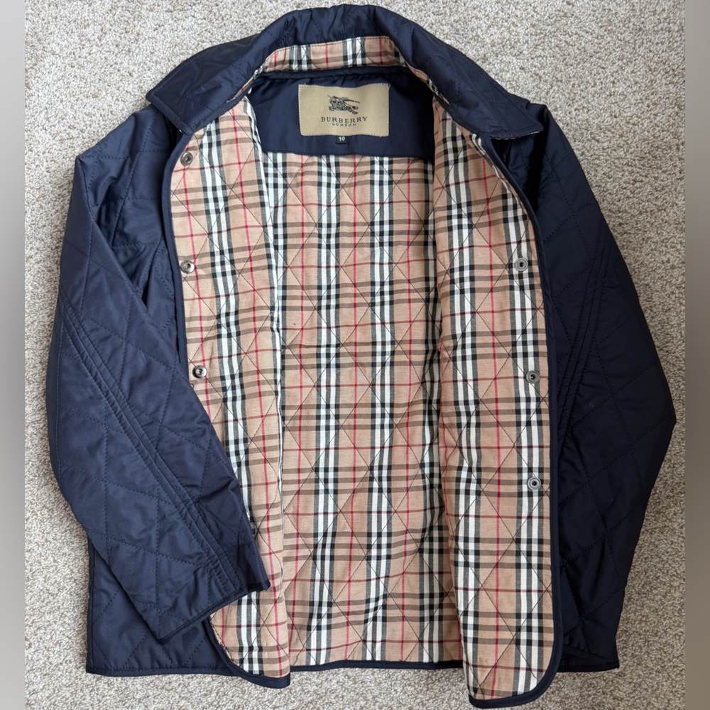 Burberry Blue and Cream Lightweight Shirt Jacket